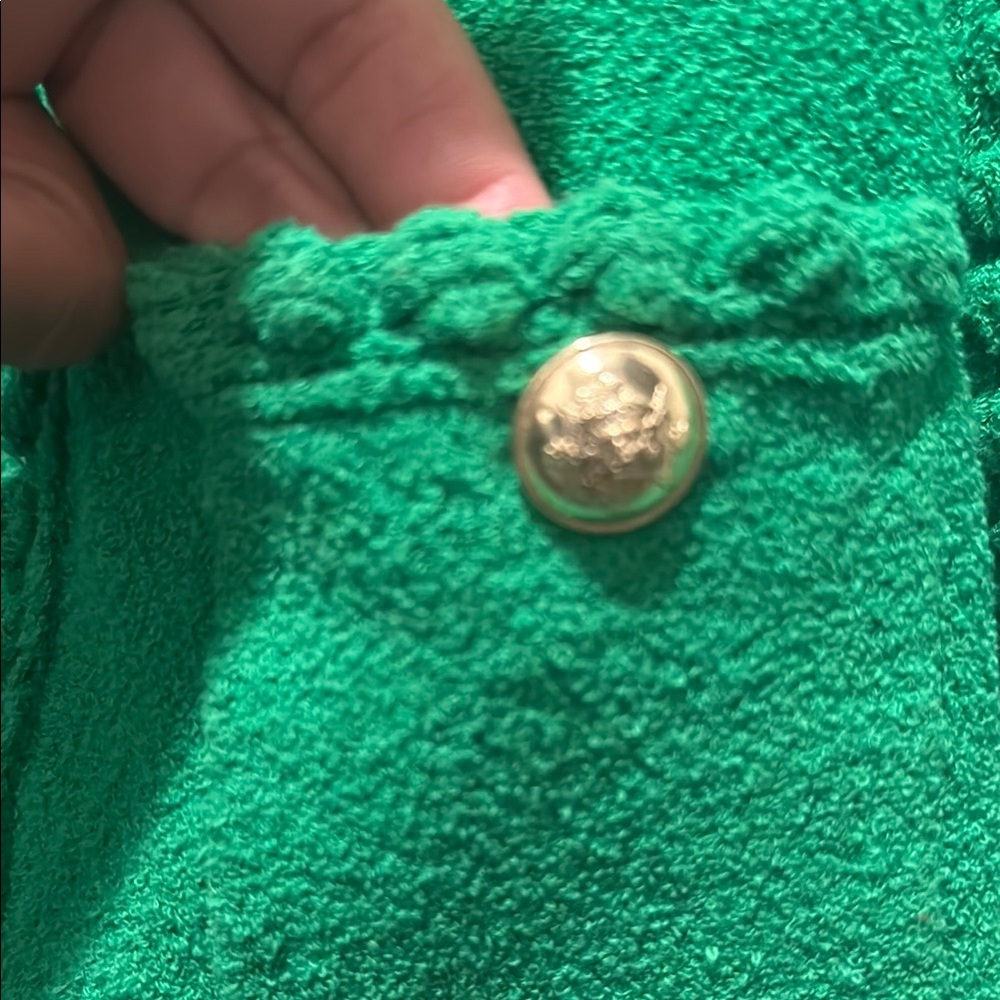 J. Crew Green Cropped Knit Cardigan with Gold Buttons - Picture 6 of 10